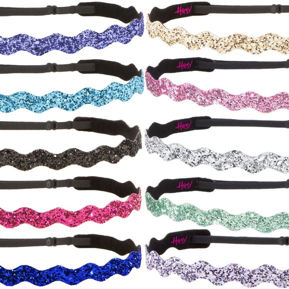 Hipsy 10-pack Bling Glitter Adjustable No Slip Wave Bold & Pastel Headbands
